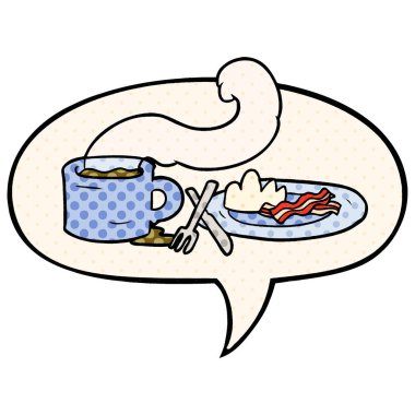 komik kahve ve pastırma ve konuşma balonu karikatür kahvaltı