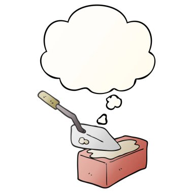 karikatür bricklaying ve pürüzsüz degrade tarzında düşünce balonu