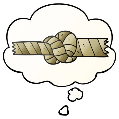 çizgi film düğümlü ip ve pürüzsüz degrade tarzında düşünce balonu