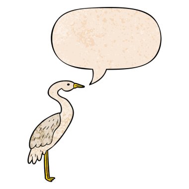 retro doku tarzında karikatür leylek ve konuşma balonu
