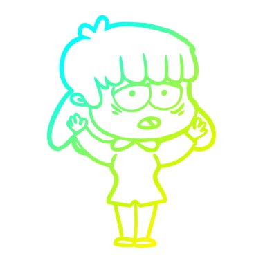 soğuk degrade çizgi çizim karikatür yorgun kadın