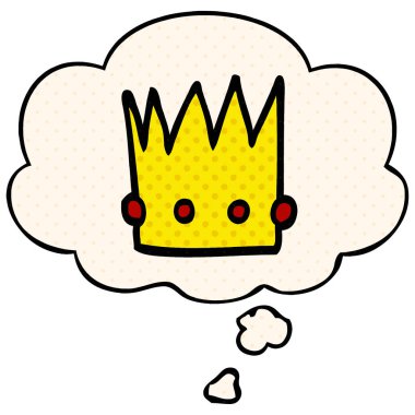 çizgi roman tarzında karikatür taç ve düşünce balonu