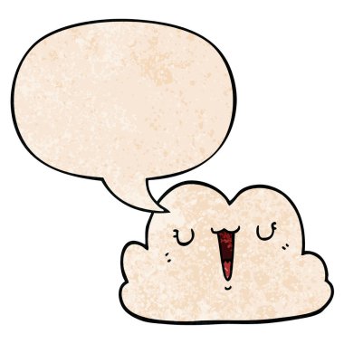 retro doku tarzında sevimli karikatür bulut ve konuşma balonu