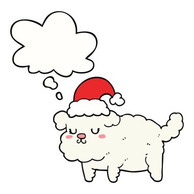 sevimli noel köpek ve düşünce balonu