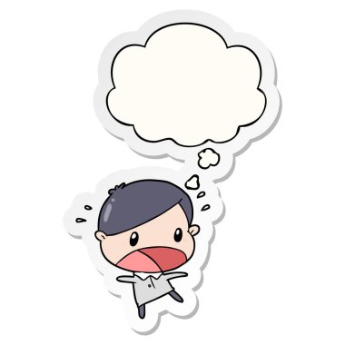 karikatür adam şok ve basılı bir etiket olarak kabarcık düşündüm