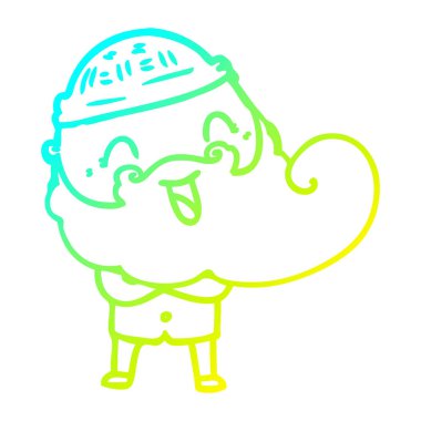 soğuk degrade çizgi çizim mutlu sakallı adam