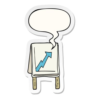 karikatür iş grafik ve ok ve konuşma kabarcık etiket