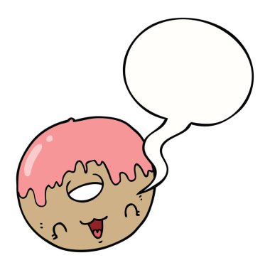 sevimli karikatür donut ve konuşma balonu