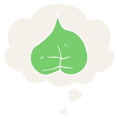 retro tarzında karikatür yaprak ve düşünce balonu