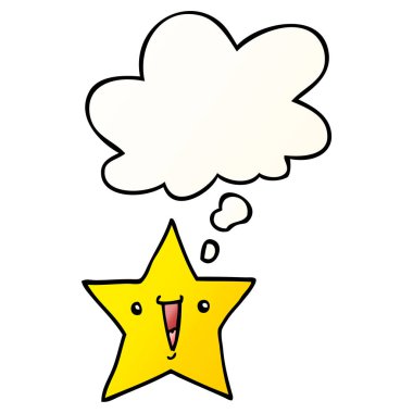 çizgi film yıldızı ve pürüzsüz degrade tarzında düşünce balonu