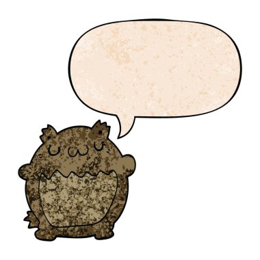 retro doku tarzında karikatür ayı ve konuşma balonu