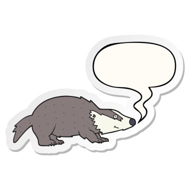 karikatür porsuk ve konuşma kabarcık etiket