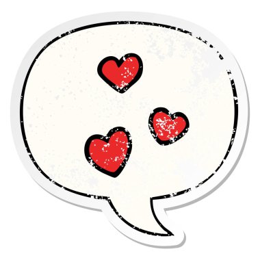 karikatür aşk kalp ve konuşma balonu sıkıntılı etiket