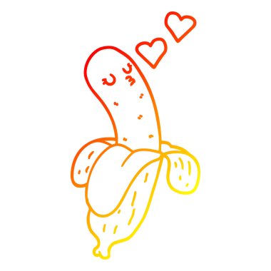 sıcak degrade çizgi çizim karikatür muz aşk