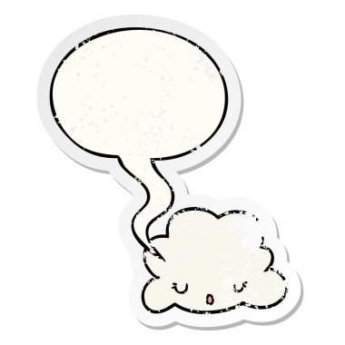 sevimli karikatür bulut ve konuşma balonu sıkıntılı etiket