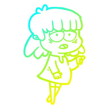 soğuk degrade çizgi çizim karikatür yorgun kadın