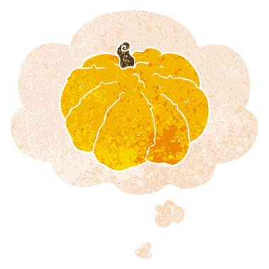 retro dokulu tarzında karikatür kabak ve düşünce balonu