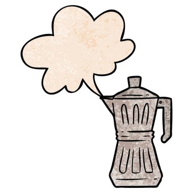 retro doku tarzıkarikatür espresso maker ve konuşma balonu