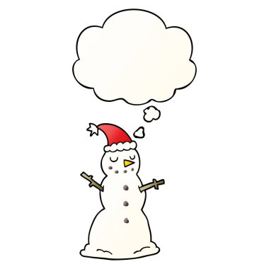karikatür noel kardan adam ve pürüzsüz degrade kabarcık düşünce 