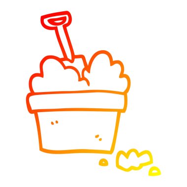 sıcak degrade çizgi çizim karikatür bahçe pot