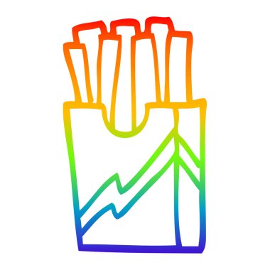 gökkuşağı gradyan çizgi çizim karikatür fast food patates kızartması