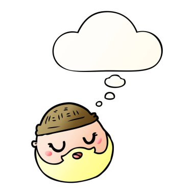 pürüzsüz gradie sakallı karikatür erkek yüz ve düşünce balonu