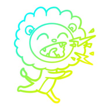 soğuk degrade çizgi çizim karikatür aslan çalışan