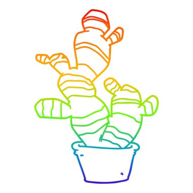 gökkuşağı gradyan çizgi çizim karikatür kaktüs