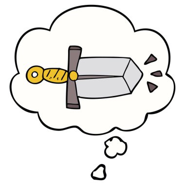 karikatür kılıç ve düşünce balonu