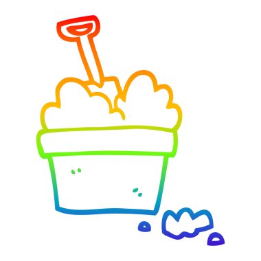 gökkuşağı gradyan çizgi çizim karikatür bahçe pot