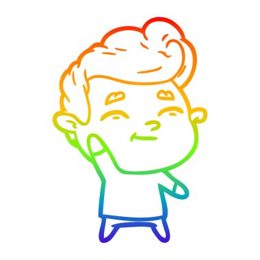 gökkuşağı degrade çizgi çizim mutlu karikatür adam