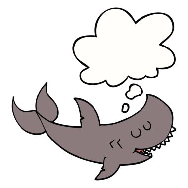 karikatür köpekbalığı ve düşünce balonu