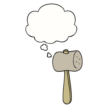 karikatür tokmak ve düşünce balonu