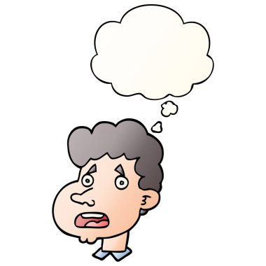 karikatür şok adam ve pürüzsüz degrade tarzında kabarcık düşünce