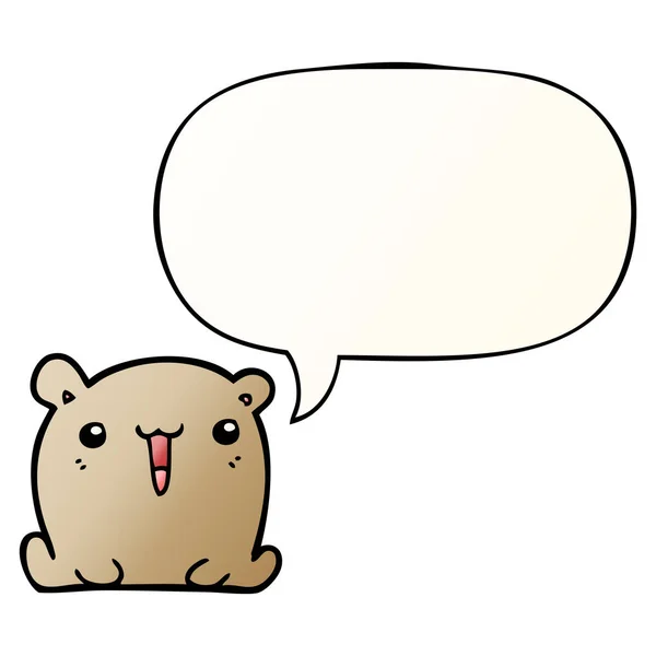 Cute cartoon bear and speech bubble in smooth gradient style — Stock Vector