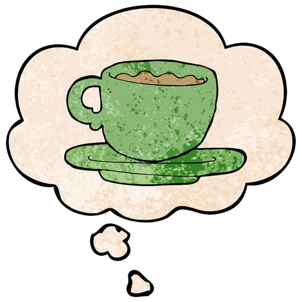 Чашка чая и мыслепузырь в гранж текстуре — стоковый вектор
