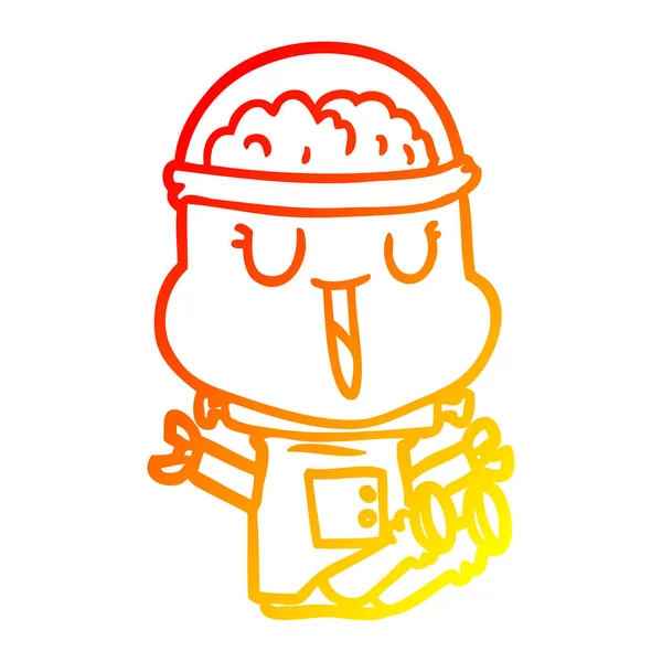 暖かいグラデーションライン描画幸せな漫画のロボット — ストックベクタ