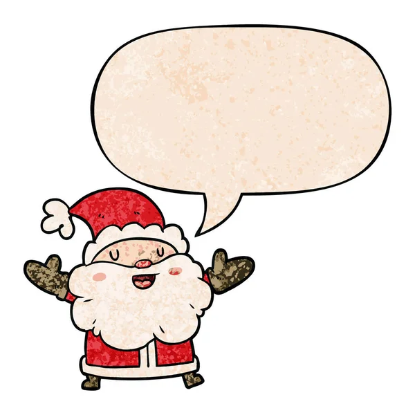 Cartoon-Weihnachtsmann und Sprechblase im Retro-Stil — Stockvektor