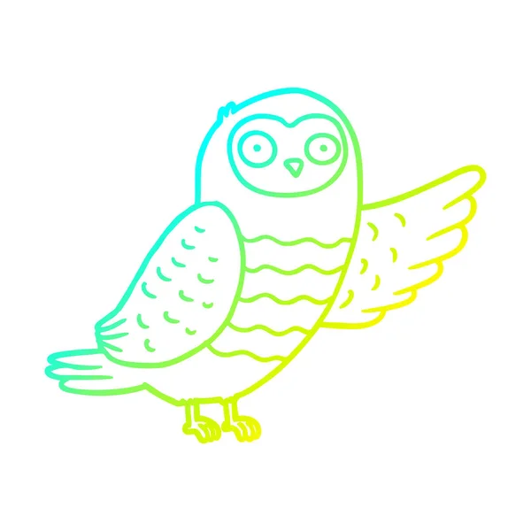 Studená Přechodová čára kresba kreslená sova ukazování — Stockový vektor