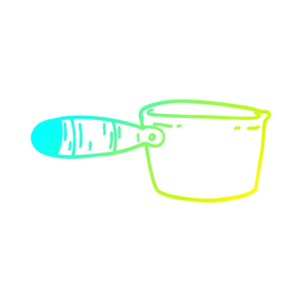 Cold gradient line drawing cartoon cooking pan — Stock Vector