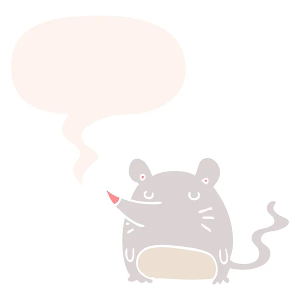 Kreskówka mysz i bańka mowy w stylu retro — Wektor stockowy