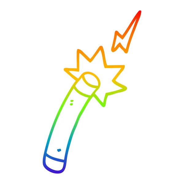 Rainbow gradient linje ritning Cartoon trollspö — Stock vektor