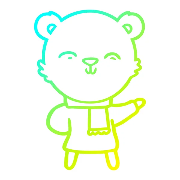 Холодна градієнтна лінія малюнок щасливий мультяшний полярний ведмідь — стоковий вектор