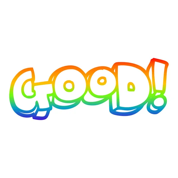 Rainbow gradient linje ritning tecknad ord bra — Stock vektor