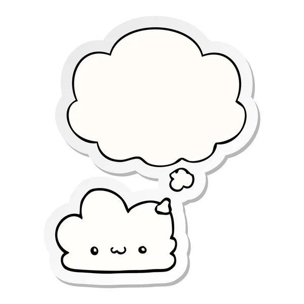 Χαριτωμένο καρτούν σύννεφο και φούσκα σκέψης ως τυπωμένο αυτοκόλλητο — Διανυσματικό Αρχείο
