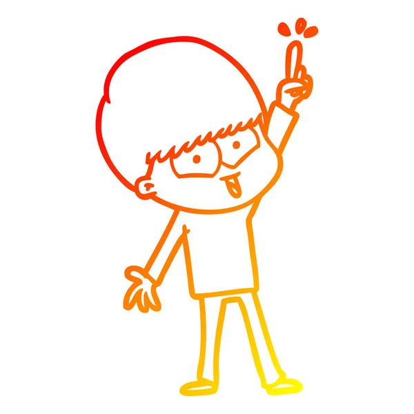 暖かいグラデーションライン描画漫画幸せな少年 — ストックベクタ