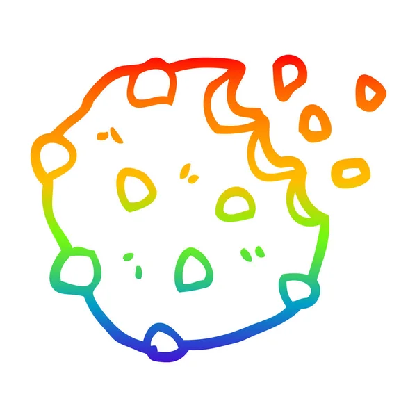 Rainbow gradient ligne dessin dessin animé chocolat biscuit — Image vectorielle