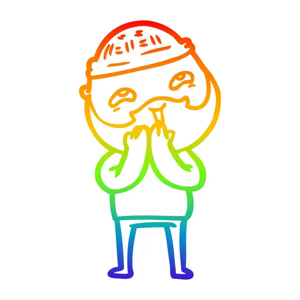 彩虹渐变线绘制卡通快乐胡子的人 — 图库矢量图片