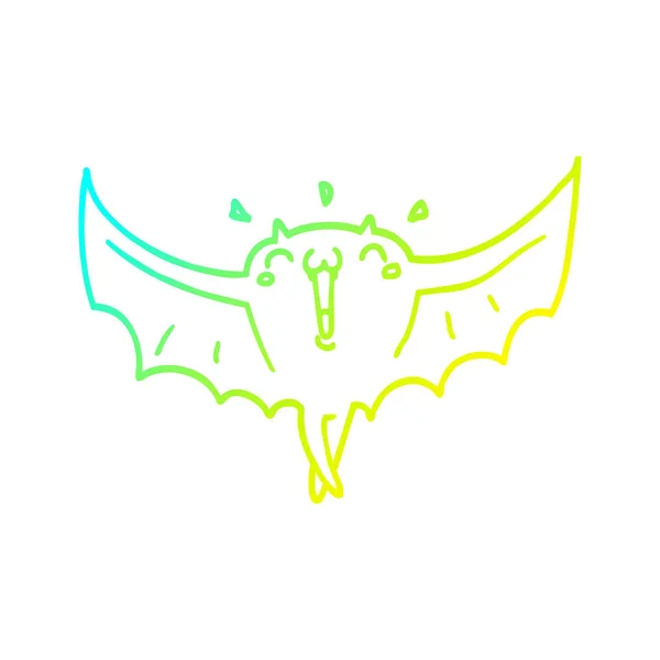 Kall gradient linje ritning tecknad Happy Vampire bat — Stock vektor
