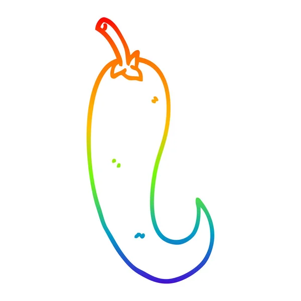 Regenboog gradiënt lijntekening cartoon Chili peper — Stockvector